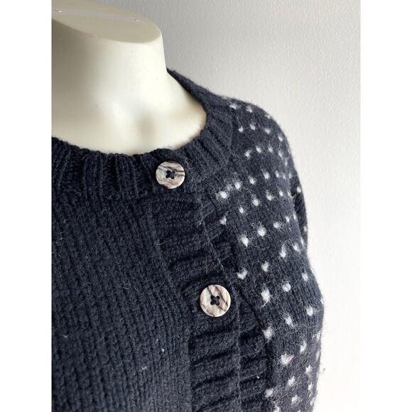 Nomadic Traders Black White Bear Wool Button Down Sweater Made in Peru Medium - Picture 9 of 9